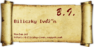 Biliczky Iván névjegykártya